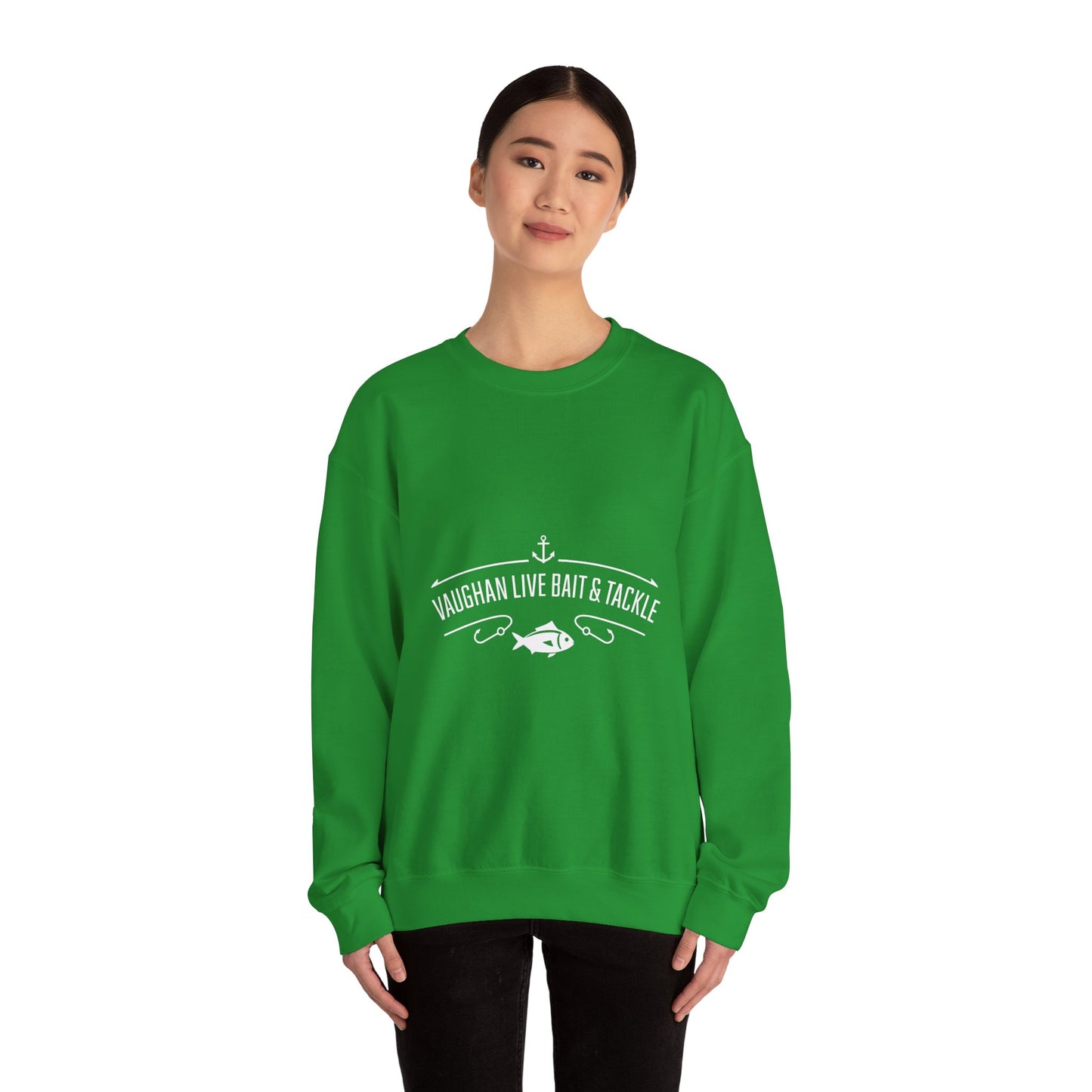 Bait & Tackle Crewneck Sweatshirt — "Vaughan Live Bait & Tackle" Fishing Pullover