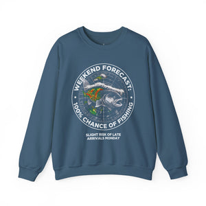 Fishing Crewneck Sweatshirt — “Weekend Forecast: 100% Chance of Fishing” Graphic thumbnail 5
