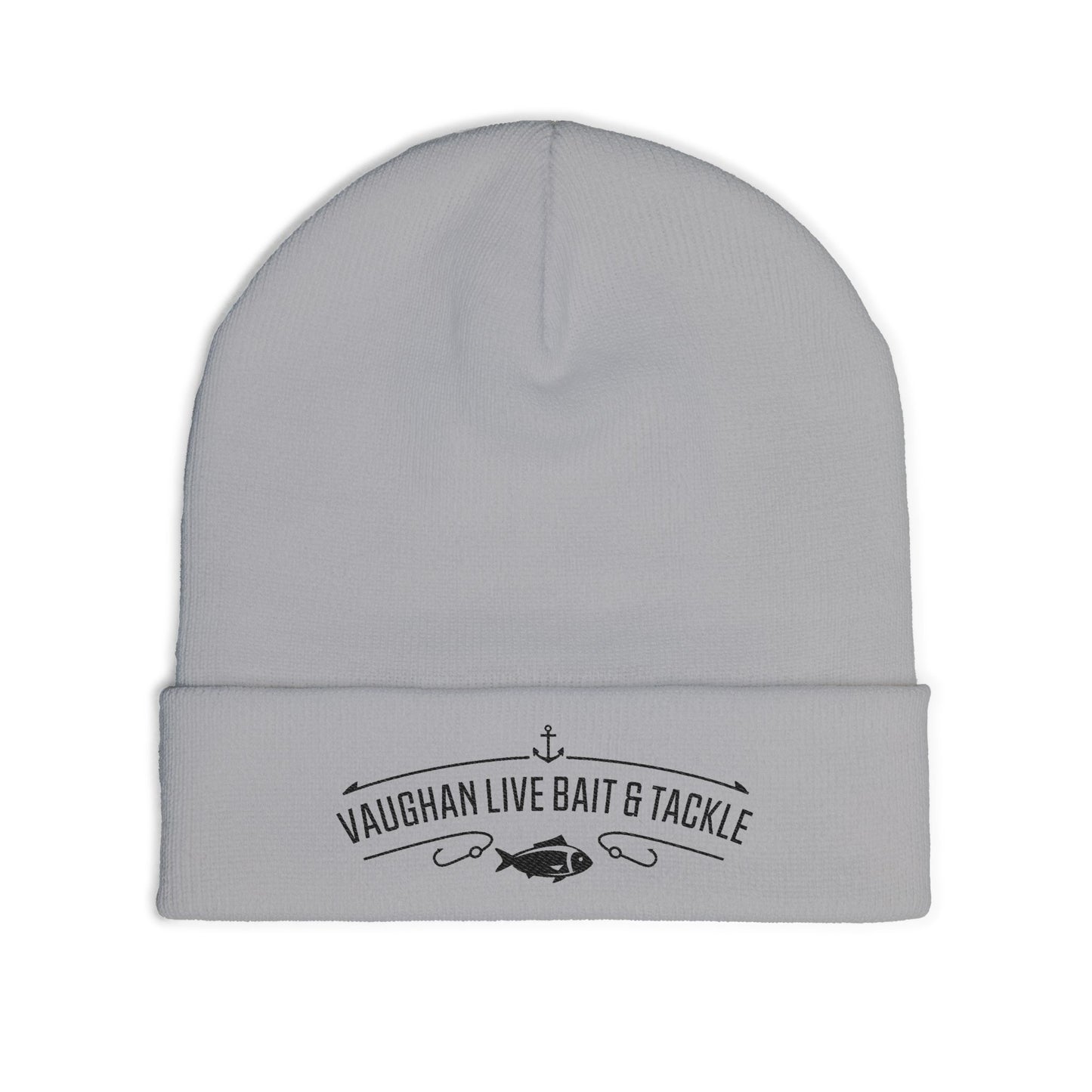 Embroidered 'Vaughan Live Bait & Tackle' Knit Beanie – Fishing Logo Winter Hat