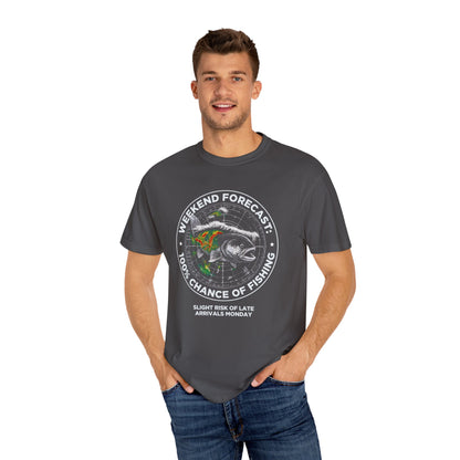 Fishing T-Shirt — "Weekend Forecast: 100% Chance of Fishing" Graphic Tee