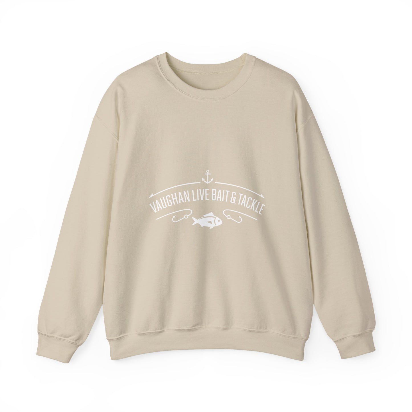 Bait & Tackle Crewneck Sweatshirt — "Vaughan Live Bait & Tackle" Fishing Pullover