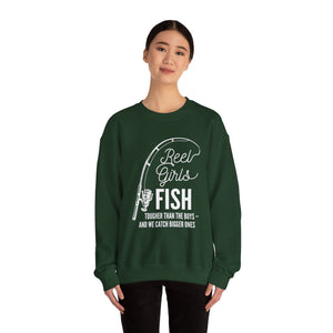 Fishing Sweatshirt — "Reel Girls Fish: Tougher Than the Boys" Crewneck for Women Anglers thumbnail 22