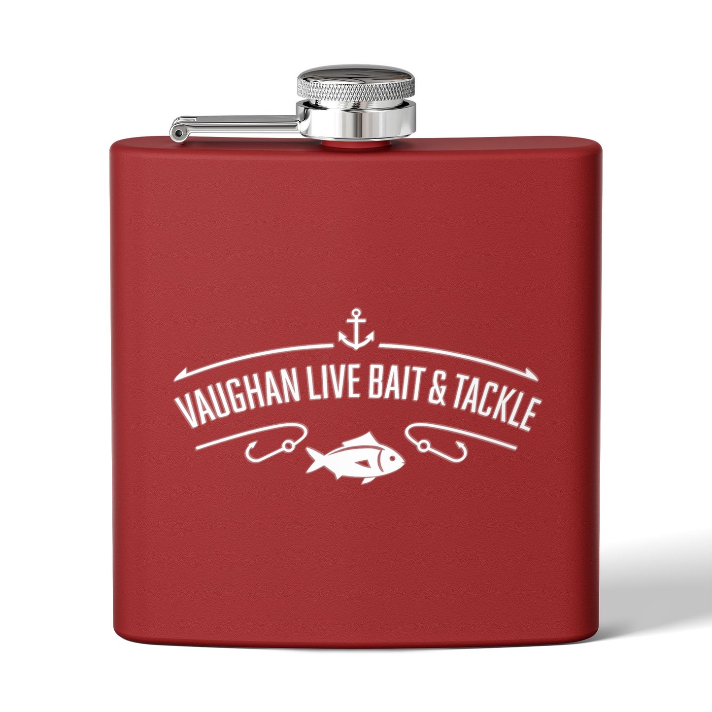 Fishing Flask — "Vaughan Live Bait & Tackle" 6oz Stainless Steel Hip Flask