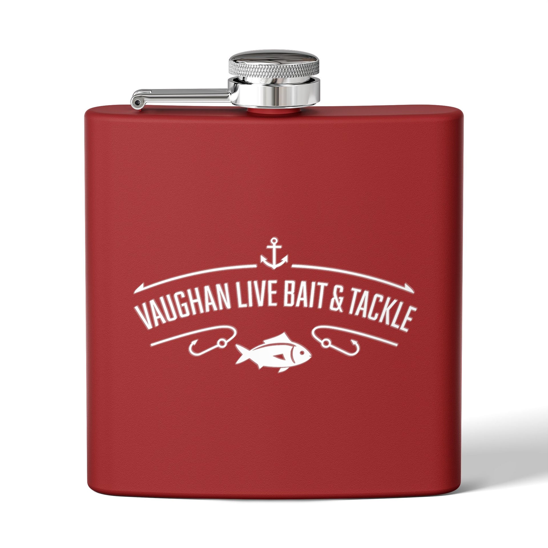 Fishing Flask — "Vaughan Live Bait & Tackle" 6oz Stainless Steel Hip Flask