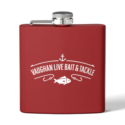 Fishing Flask — "Vaughan Live Bait & Tackle" 6oz Stainless Steel Hip Flask