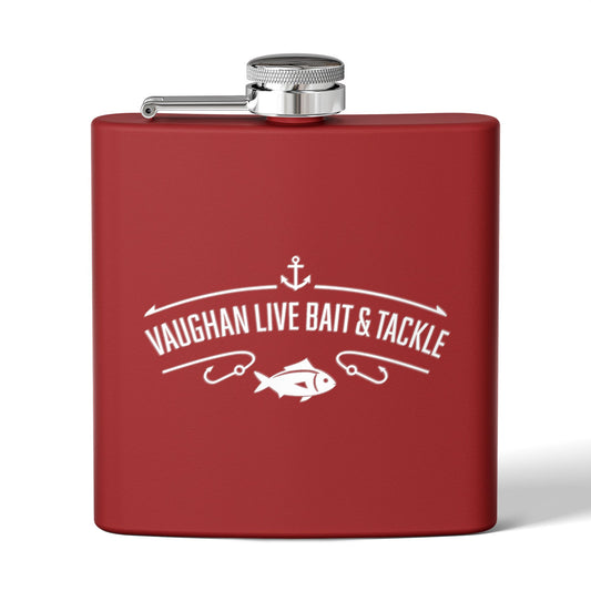 Fishing Flask — "Vaughan Live Bait & Tackle" 6oz Stainless Steel Hip Flask
