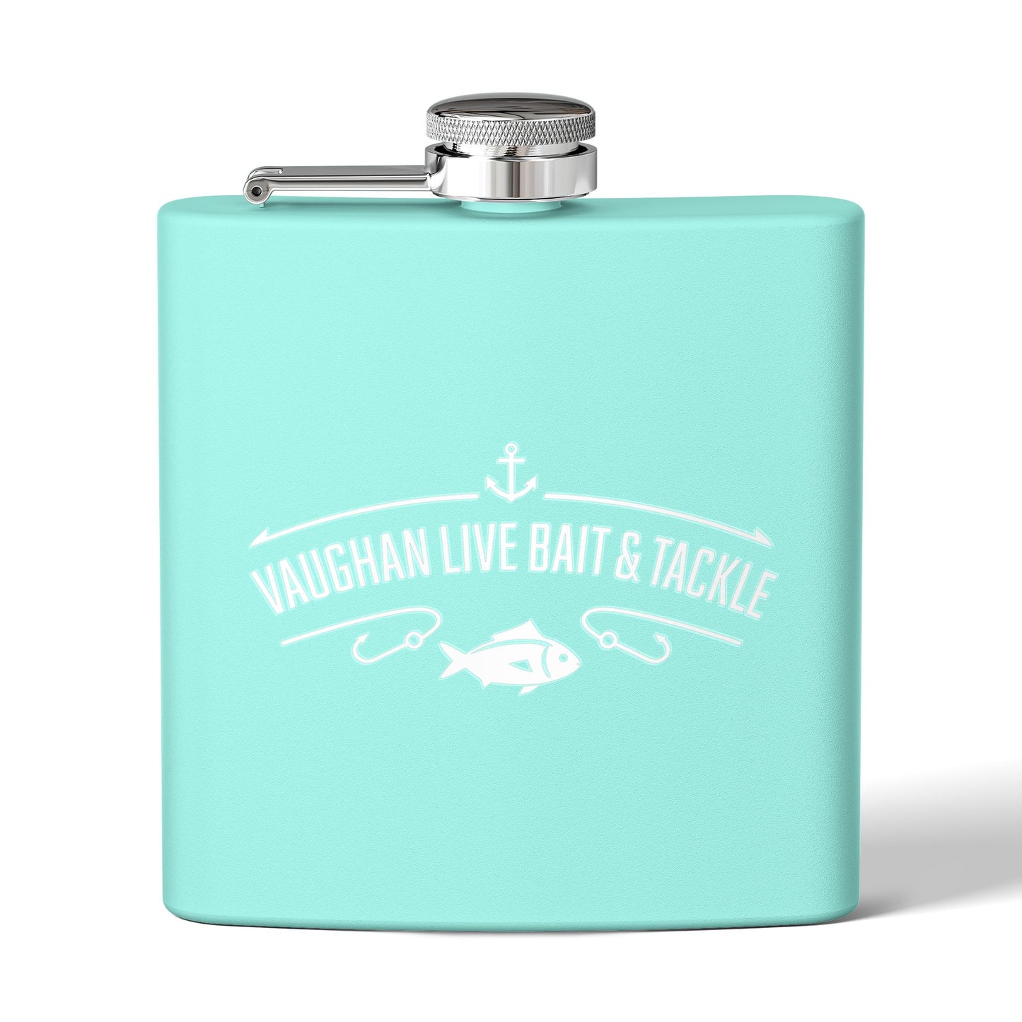 Fishing Flask — "Vaughan Live Bait & Tackle" 6oz Stainless Steel Hip Flask