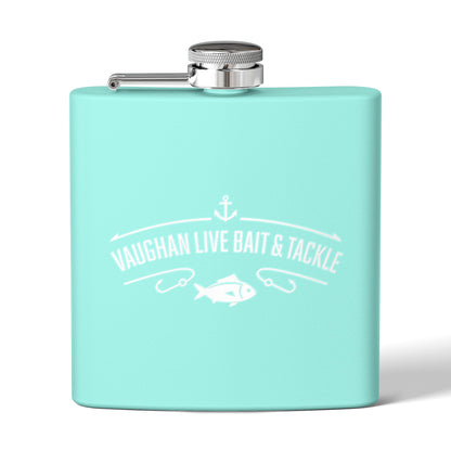 Fishing Flask — "Vaughan Live Bait & Tackle" 6oz Stainless Steel Hip Flask