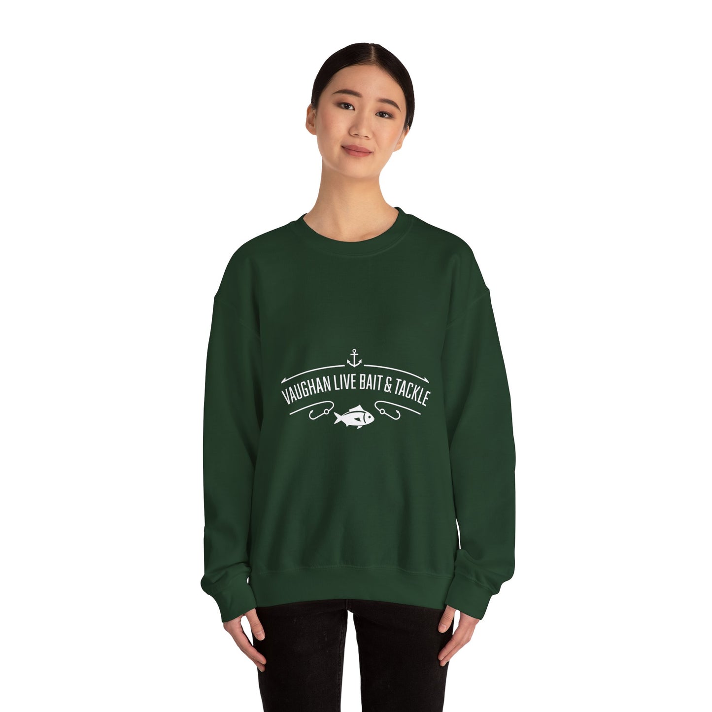 Bait & Tackle Crewneck Sweatshirt — "Vaughan Live Bait & Tackle" Fishing Pullover