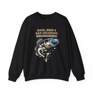 Sweatshirt — "Bass, Beer & Bad Decisions" Fishing Graphic Crewneck thumbnail 1