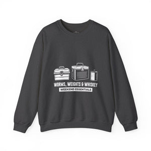 Fishing Crewneck Sweatshirt - "Worms, Weights & Whiskey" Weekend Essentials thumbnail 4