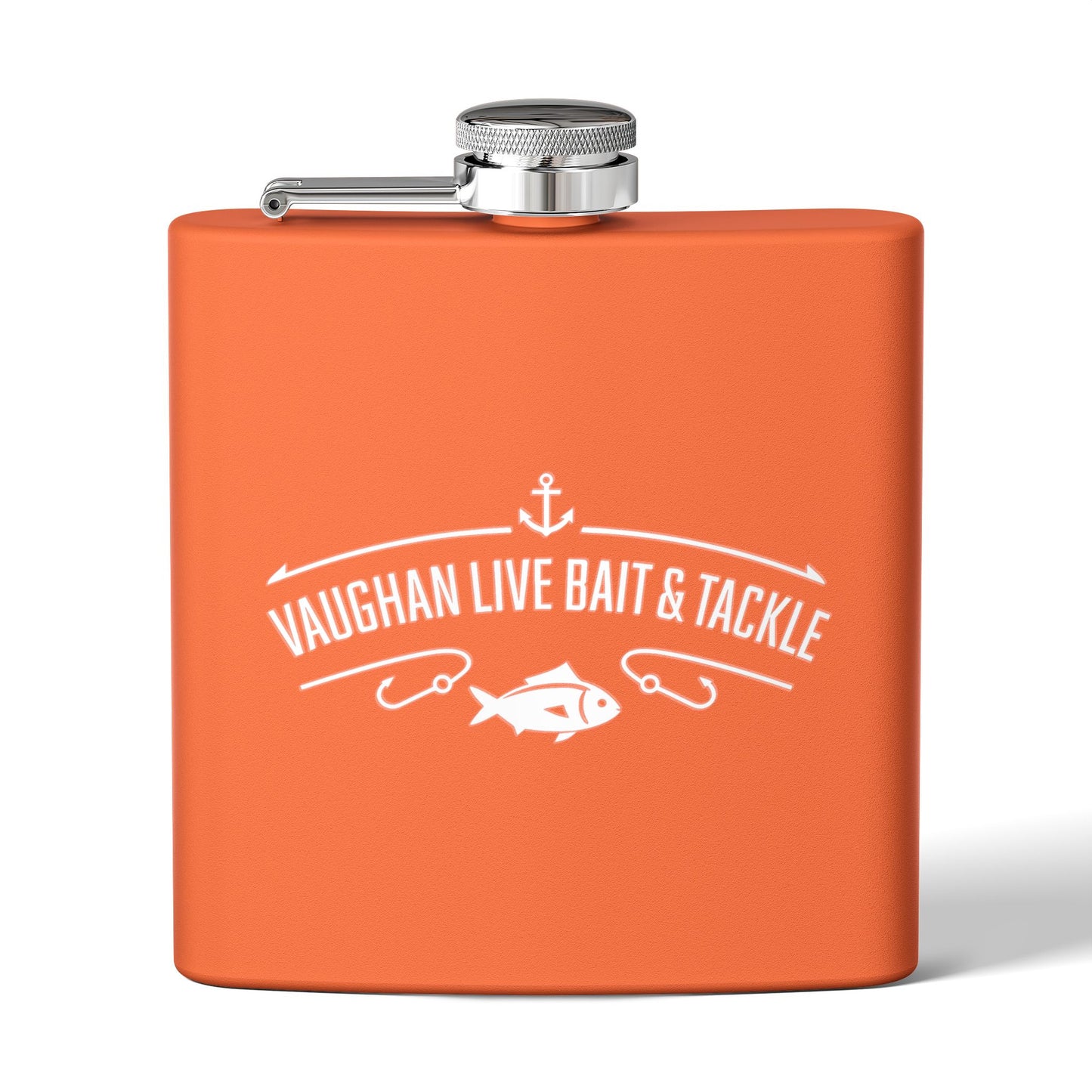 Fishing Flask — "Vaughan Live Bait & Tackle" 6oz Stainless Steel Hip Flask