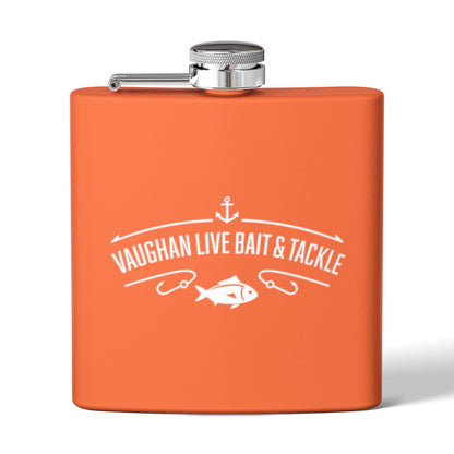 Fishing Flask — "Vaughan Live Bait & Tackle" 6oz Stainless Steel Hip Flask