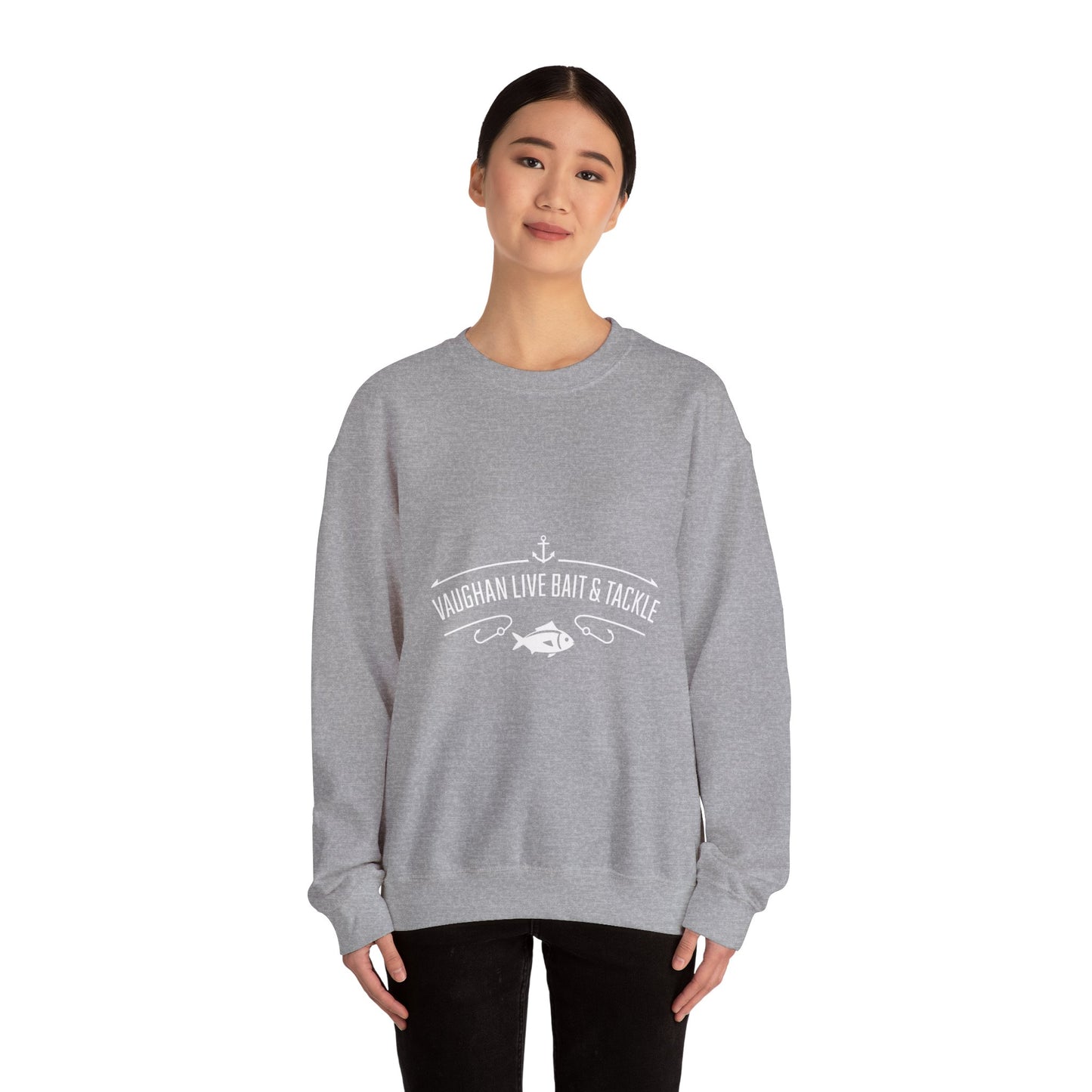 Bait & Tackle Crewneck Sweatshirt — "Vaughan Live Bait & Tackle" Fishing Pullover