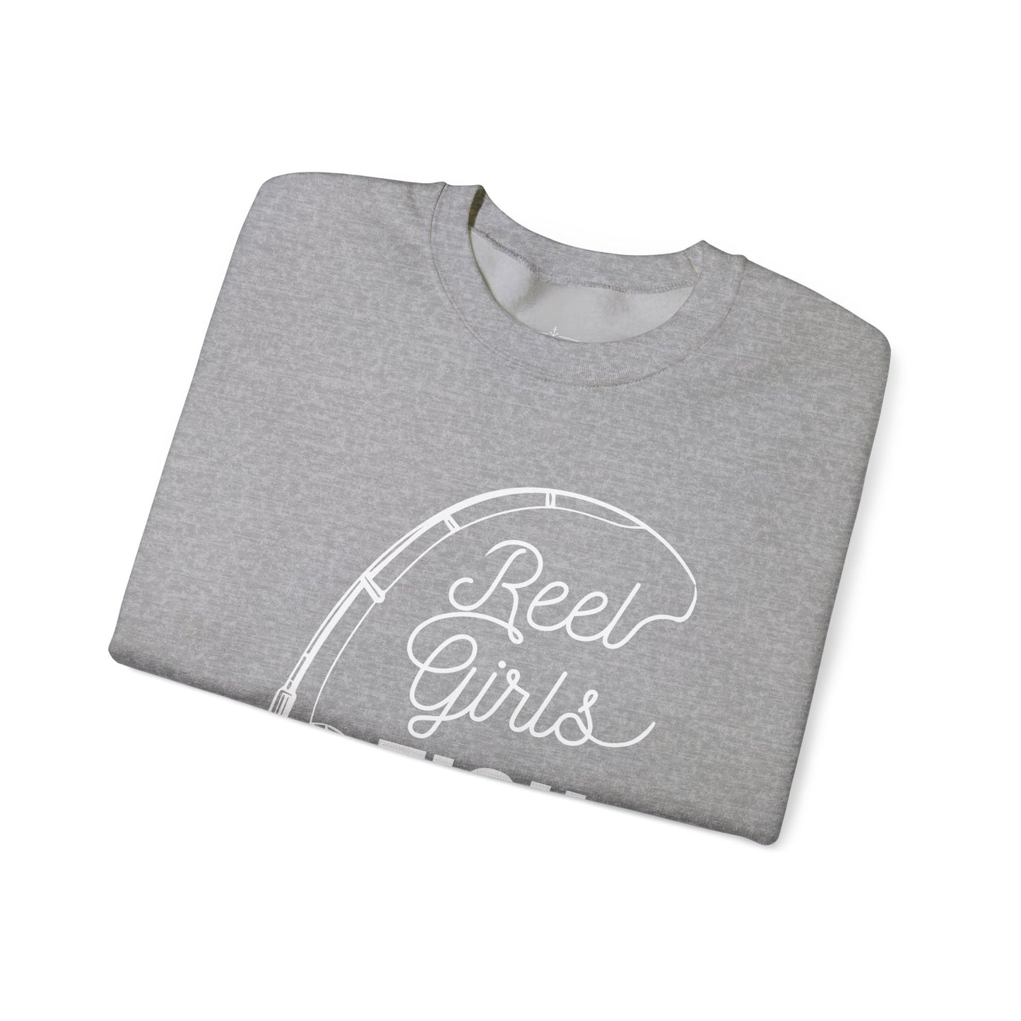 Fishing Sweatshirt — "Reel Girls Fish: Tougher Than the Boys" Crewneck for Women Anglers