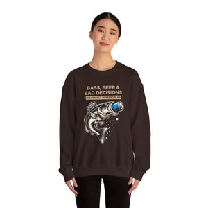 Sweatshirt — "Bass, Beer & Bad Decisions" Fishing Graphic Crewneck thumbnail 16