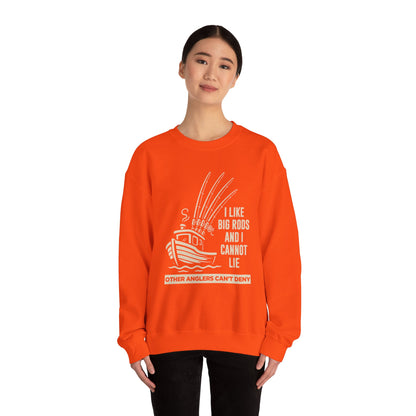 Fishing Sweatshirt – "I Like Big Rods and I Cannot Lie" Angler Crewneck