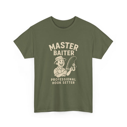 Master Baiter Fishing Tee - Unisex Heavy Cotton Shirt for Fishing Enthusiasts