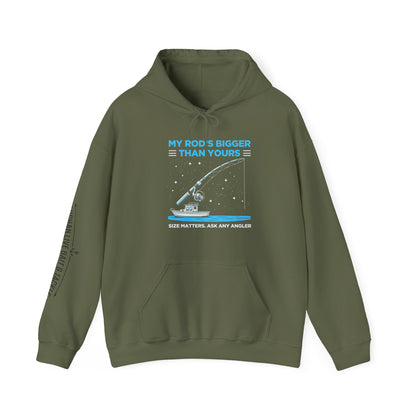 Fishing Hoodie — “My Rod’s Bigger Than Yours” Graphic Sweatshirt