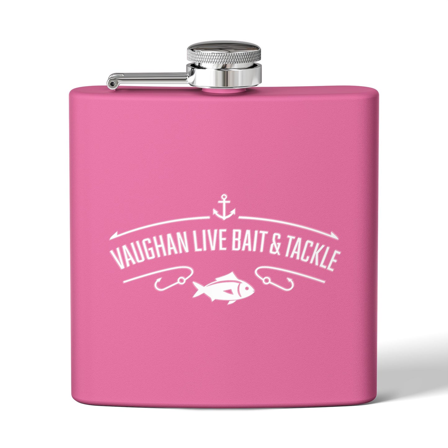 Fishing Flask — "Vaughan Live Bait & Tackle" 6oz Stainless Steel Hip Flask