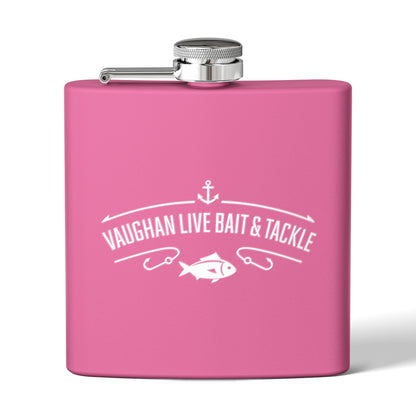 Fishing Flask — "Vaughan Live Bait & Tackle" 6oz Stainless Steel Hip Flask