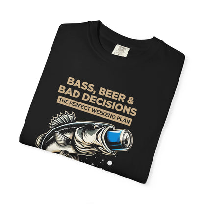 Bass, Beer & Bad Decisions Fishing T-Shirt — Weekend Angler Tee