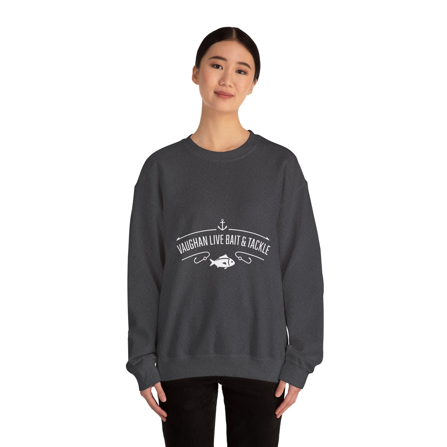 Bait & Tackle Crewneck Sweatshirt — "Vaughan Live Bait & Tackle" Fishing Pullover