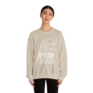 Fishing Sweatshirt — "Reel Girls Fish: Tougher Than the Boys" Crewneck for Women Anglers thumbnail 13