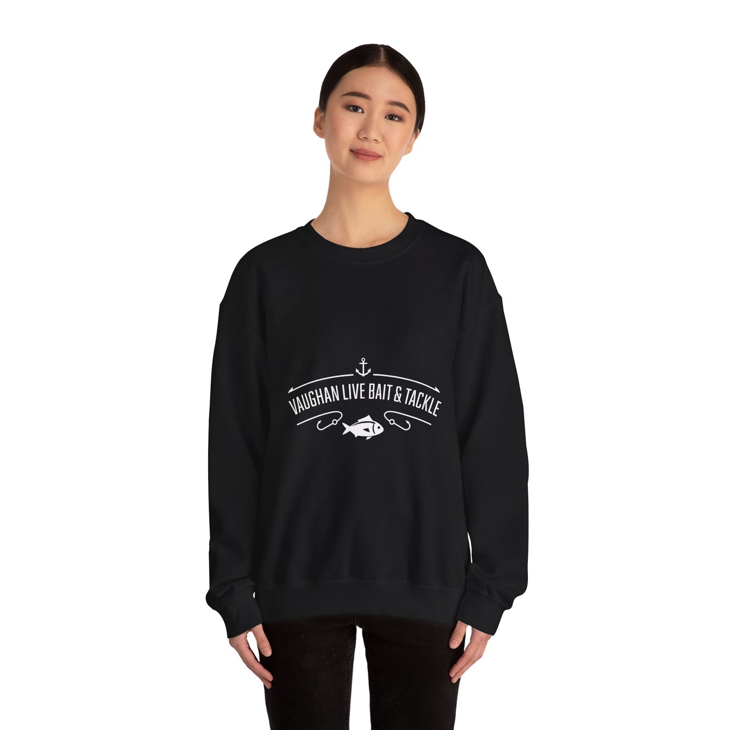 Bait & Tackle Crewneck Sweatshirt — "Vaughan Live Bait & Tackle" Fishing Pullover