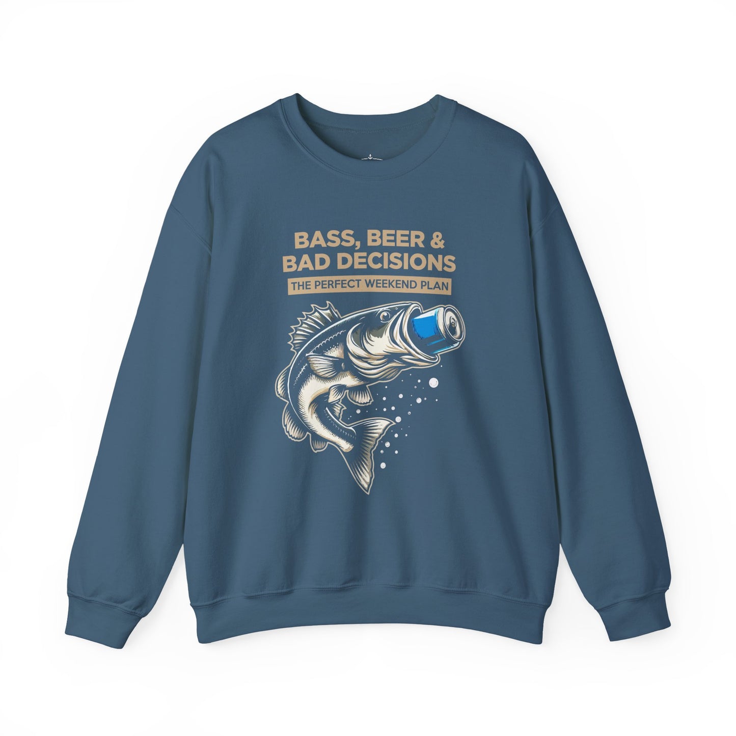 Sweatshirt — "Bass, Beer & Bad Decisions" Fishing Graphic Crewneck