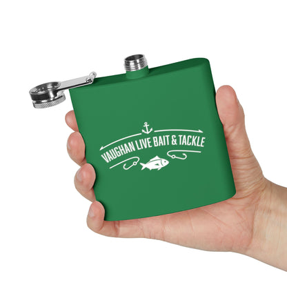 Fishing Flask — "Vaughan Live Bait & Tackle" 6oz Stainless Steel Hip Flask
