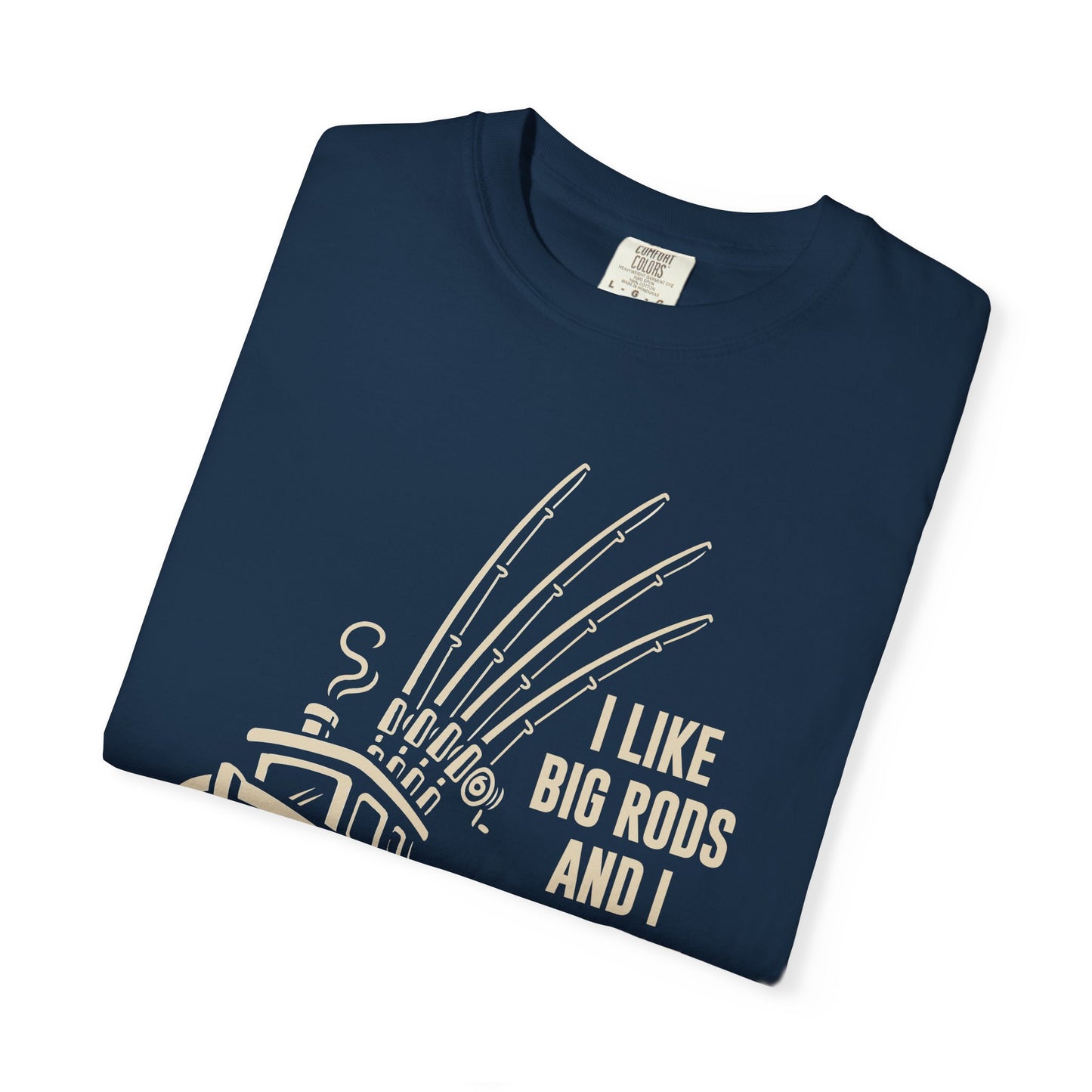 Fishing T-Shirt — "I Like Big Rods and I Cannot Lie" Graphic Tee for Anglers