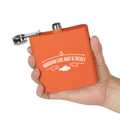 Fishing Flask — "Vaughan Live Bait & Tackle" 6oz Stainless Steel Hip Flask