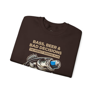 Sweatshirt — "Bass, Beer & Bad Decisions" Fishing Graphic Crewneck thumbnail 15