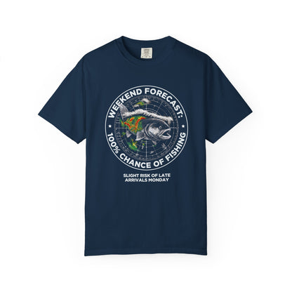 Fishing T-Shirt — "Weekend Forecast: 100% Chance of Fishing" Graphic Tee