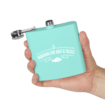 Fishing Flask — "Vaughan Live Bait & Tackle" 6oz Stainless Steel Hip Flask