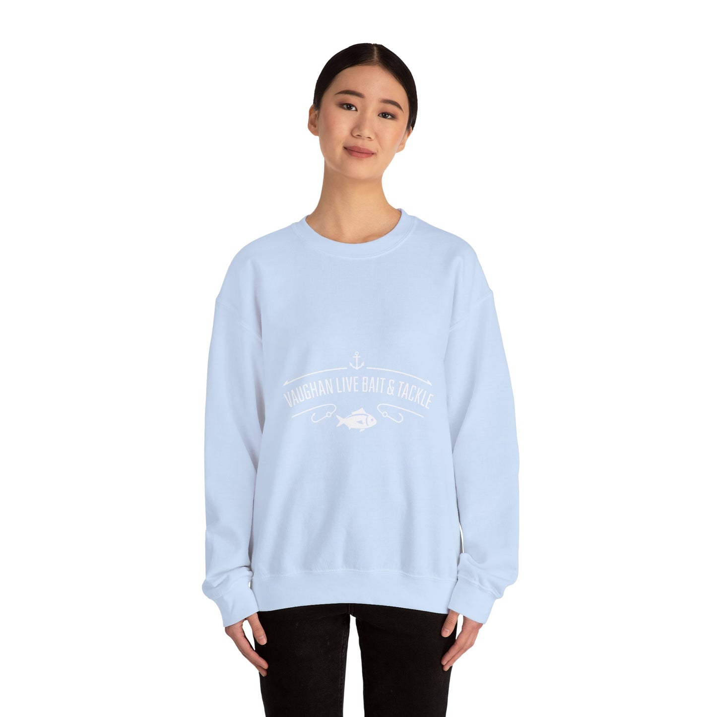 Bait & Tackle Crewneck Sweatshirt — "Vaughan Live Bait & Tackle" Fishing Pullover